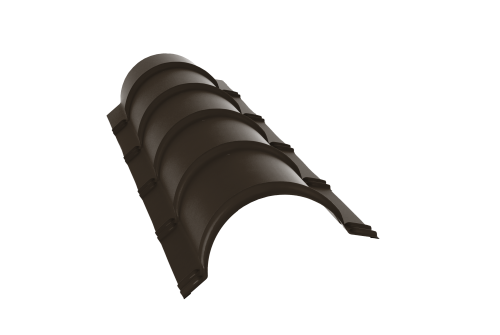 Планка малого конька полукруглого 0,45 PE-Double с пленкой RR 32 темно-коричневый (1,97м)