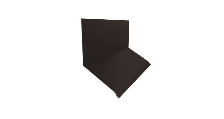Планка примыкание верхнее к стене фальц 150х130х20 0,5 Satin с пленкой RR 32 темно-коричневый (3м)