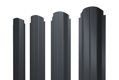 Штакетник П-образный А фигурный 0,45 PE RAL 7024 мокрый асфальт